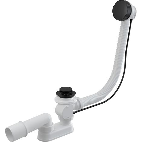 Badewannensiphon mit Überlauf, schwarz (1/2)