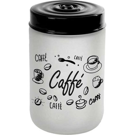 BARATTOLO IN VETRO SATINATO TOP NERO DA 660 ML 15 CM PER CAFFÈ (1/2)