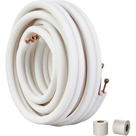 Mophorn 15240 mm Mini-Split-Leitungssatz, 6,4 und 9,5 mm Außendurchmesser, Kupferrohr mit dreischichtiger Isolierung für Mini-Split-Klimaanlagen, HVAC, Kältemittel, Heizungspumpenausrüstung (1/5)