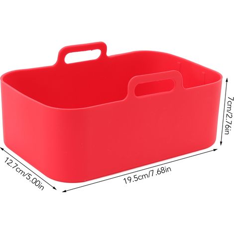 Ortviai Cuve en silicone pour friteuse air Ninja DZ201 Foodi 8QT – 2 pièces + brosse + pince – rouge – 19,5 x 12,7 x 7 cm (1/4)
