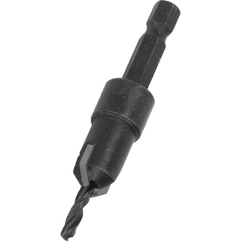 Fraise à fraiser de 3,5 mm avec queue hexagonale de 6,35 mm (1/4"), foret conique à fente large pour le perçage du bois, noir (1/5)