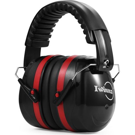 Casque Anti Bruit Pliable Réglable Casque Antibruit Cache-Oreilles Adulte Serre-tête Souple pour Milieu Bruyant Rouge (1/5)