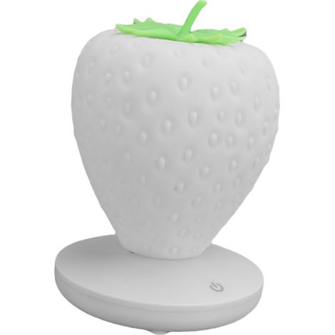 Erdbeer-Nachtlicht, USB-wiederaufladbar, LED, niedliche Silikon-Erdbeer-Nachttischlampe für Kinderzimmer, Schlafzimmer, 2,5 W, Weiß (Erdbeere) (1/5)