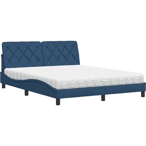 Bett mit Matratze Blau 160x200 cm Stoff vidaXL (1/5)