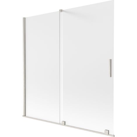 Mexen Velar 2-flügelige verschiebbare Badewannenwand 160 x 150 cm, satiniert, gebürsteter Nickel - 896-160-000-31-97 (1/2)