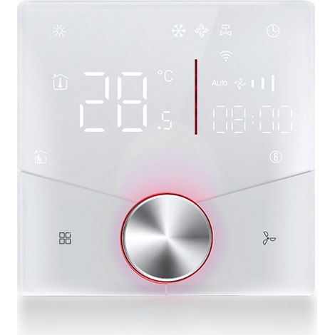 Ortviai Thermostat WiFi pour climatisation centrale BAC-009ELW, programmable 5+2 jours, 6 périodes, blanc (1/5)