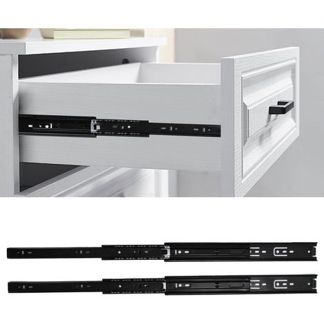 Lot de 10 glissières de tiroir à 3 sections, extension, rail de guidage grande capacité de charge pour bureau à domicile, 35,5 cm (14 po). (1/5)