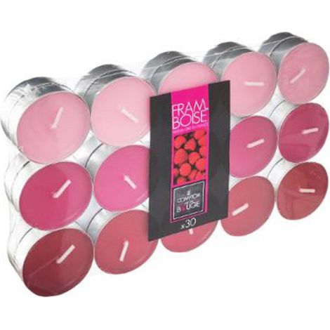Lot de 30 Bougies Chauffe-Plat Parfumées 3,7cm Framboise