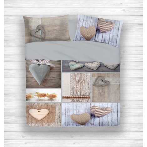 PLEIN DE LINGE NUMÉRIQUE LINGE DE JOIE COUVRE-LIT MINABLE CŒUR BEIGE DIS.5 1 CARRÉ ET DEMI