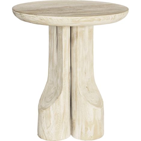 table basse ronde en bois naturel paulownia élégant - bois naturel clair veiné (1/3)