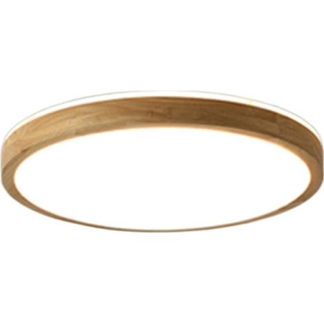 Ultra-thin round wooden ceiling light, Japanese decorative light fixture, acrylic lampshade, eye protection, for entryway or office (1/5)