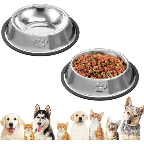 Hundenapf aus Edelstahl, 2 Stück, rutschfeste Futternäpfe, 350 ml, Katzen- und Hundenapf, Hundenapf für mittelgroße/große Hunde (1/5)