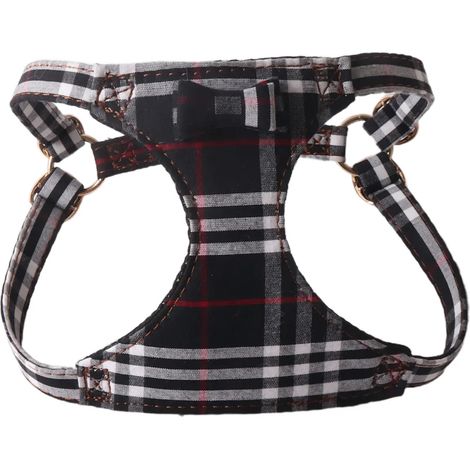 Filiyano-Harnais New Pet Products British Plaid, grande taille, avec nœud papillon et laisse à double crochet, noir, poitrine simple, taille M (1/5)