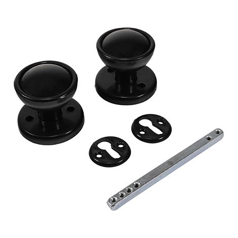 TIMCO Plastic Rim / Mortice Knob Set Black - 50mm