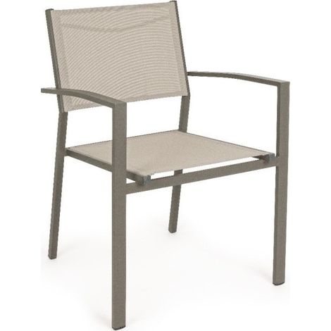 Sedia Per Esterno Con Braccioli In Alluminio Tortora Hilla 57X60X H88 Cm (1/2)