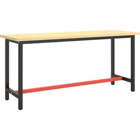 Cadre de banc de travail Noir et rouge mat 170x50x79 cm Métal