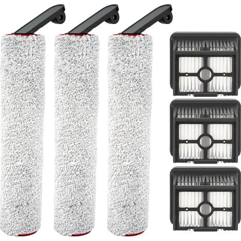 (6 pièces) H12 Pro rouleaux brosses de rechange et filtres HEPA pour les aspirateurs Dreame H12 Pro, H12 Dual sans fil humides et secs, 3 rouleaux brosses, 3 filtres HEPA, kit d'accessoires (1/5)
