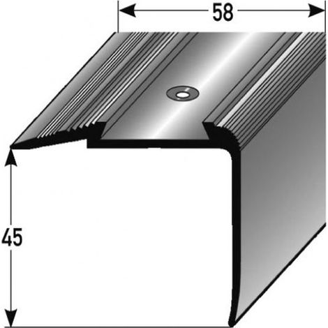 Treppenkante "Agira" / Kombiwinkel / Winkelprofil (Größe 45 mm x 58 mm) aus Aluminium eloxiert, gebohrt, von Auer Metall -silber-1000 (1/2)