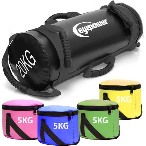 5-20kg Power Bag 20x60cm sacca di sabbia per sollevamento pesi Nero