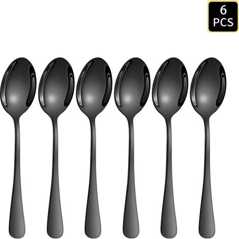 Ensemble de couverts en acier inoxydable (6 cuillères) : couteau à manche rond 1010, fourchette et cuillère. (1/2)