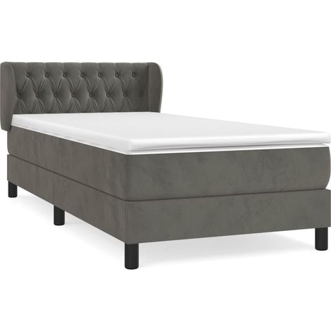 Sommier à lattes de lit et matelas Gris foncé 90x190 Velours (1/5)
