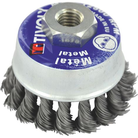Tivoly • Cepillo de corte • Alambre de acero trenzado • Ø75 mm • Orificio M14 • Para pelar metales grandes