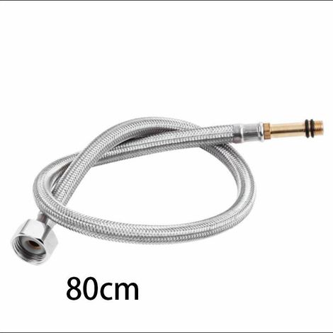 Geflochtener Schlauch aus Edelstahl 304, einteiliges Metall-Gemüsebecken, Becken, Warm- und Kaltwasserhahn, spitz zulaufendes Wasserzulaufrohr – 80 cm (1/5)