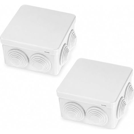 Lot de 2 Boîtes de Jonction étanches IP65, Boîte Jonction ABS 100x100x70mm pour Câblage électrique Extérieur et Intérieur, Protection Contre la Poussière et l’eau, Surface Murale, Installation Facile (1/5)