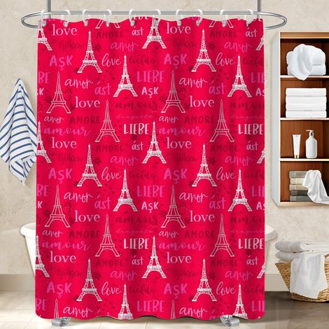 Rideau de bain imprimé polyester 180x180 poids lesté protection douche pour jeune couple emménageant (1/5)