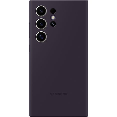 Coque en silicone d'origine pour Samsung Galaxy S24 Ultra, violet foncé (1/4)