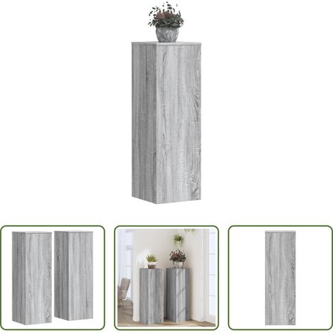 Holzwerkstoff - Pflanzenständer 2 Stk. Grau Sonoma 33x33x100 cm Holzwerkstoff (1/5)
