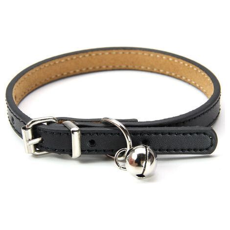 XS Lederhalsband für Katzen und Welpen, verstellbar - Schwarz (1/5)