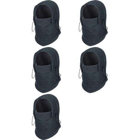 Cagoule d'hiver 5X en polaire chaude pour le cyclisme et le snowboard, grise, idéale pour l'hiver. Protection optimale de la tête et du visage. (1/2)