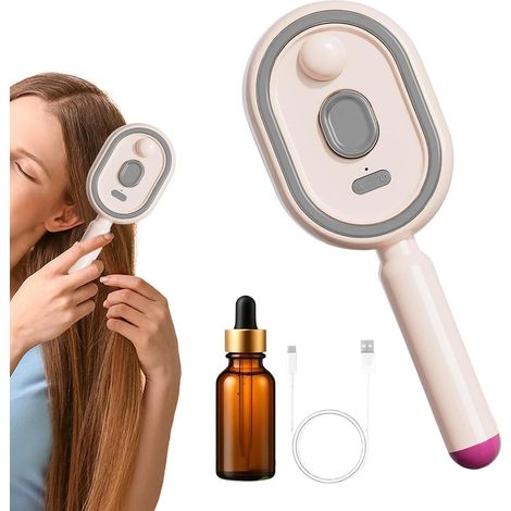 Cepillo de vapor eléctrico, plancha de pelo de vapor recargable, peine desenredante antiestático 3 en 1 con masaje con cojín de aire, antiencrespamiento para cabello corto natural (1/5)