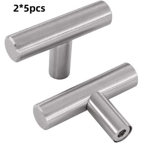 10 Pack Stainless Steel Door Handles (50 x 10 x 32 mm), Drawer Pulls for Kitchen Furniture (1/5)