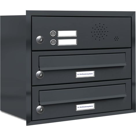 2er Briefkasten Anlage Unterputz Montage RAL 7016 Anthrazit Klingel (1/5)