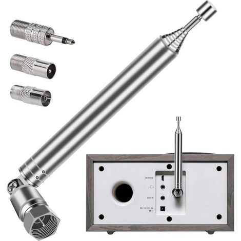Bardusch - Antenne Radio FM Intérieur DAB 75 Ohms pour Système Stéréo Récepteur AV - Prise F vers 3,5 mm, F vers TV Mâle et Femelle (1/5)