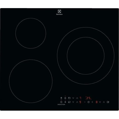 Electrolux – Plaque induction 3 foyers 59cm 7350W – Booster – Zone de cuisson modulable – Noir