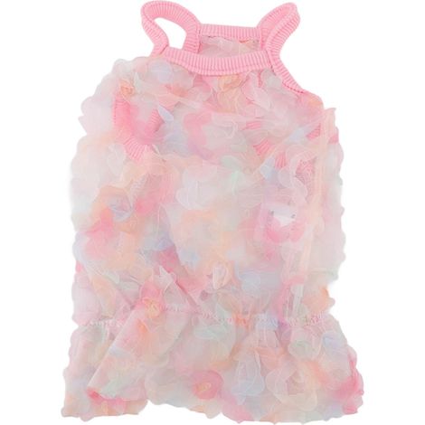 Robe à bretelles pour animaux de compagnie, en Tulle respirant, jupe à fleurs brodées pour chiens et chats, M (1/5)