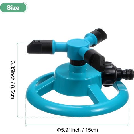 Arroseur de jardin rotatif 360 réglable, sprinkler automatique pour pelouse cour, irrigation des plantes — Composition : 15 × 15 × 8,5 cm, Couleur : bleu (1/5)