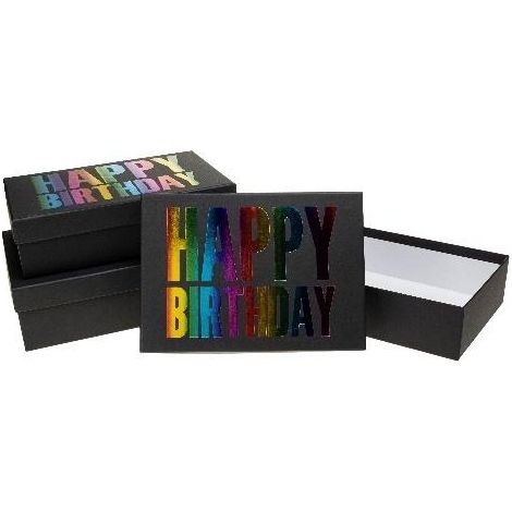 Scatola rettangolare con 3 rosette di compleanno