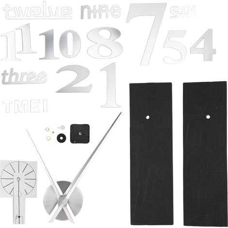 Horloge murale sans cadre à faire soi-même, autocollant mural miroir moderne pour la décoration de la maison, du salon à la chambre, argent (1/5)