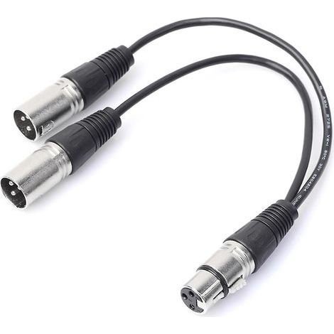 Symmetrisches Y-Splitter-Mikrofonkabel mit weiblichem XLR-Stecker auf zwei männlichen XLR-Steckern (1/4)