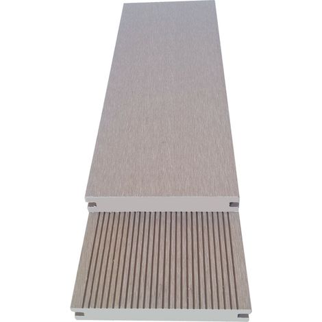 Green Outside – Lame de terrasse composite réversible 2.60m – Beige – Qualité PRO – 2600x140x20mm – Résistante aux UV et aux insectes – Sans entretien