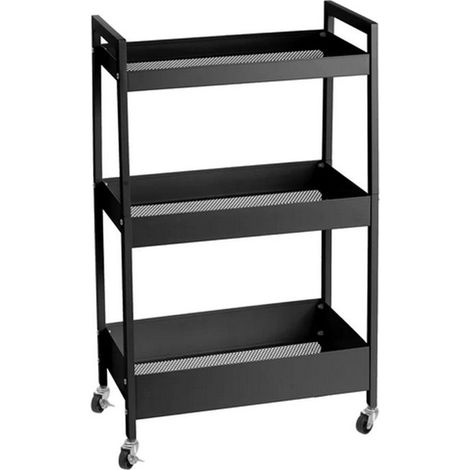 Chariot de rangement - JUANIO - 3 niveaux - Noir - Acier peint - 51 x 30 x 82 cm (1/3)