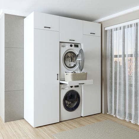 Roomart DUO-I Waschmaschinenschrank 187 cm, Weiß