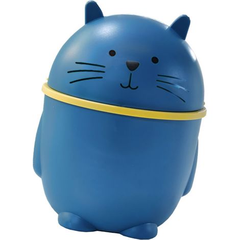 Poubelle de bureau avec couvercle, mini à clapet, joli motif de dessin animé, style japonais, poubelle diverse pour la maison, corbeille à papier, bleue. (1/5)