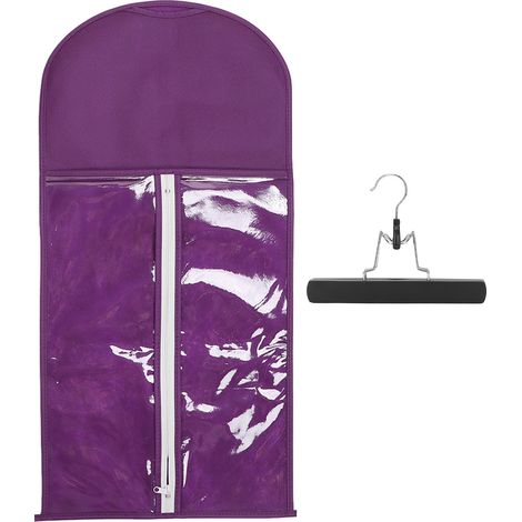 Sac de rangement pour extensions capillaires, violet, étui portable anti-poussière avec fermeture éclair, idéal pour voyage et usage quotidien. (1/5)