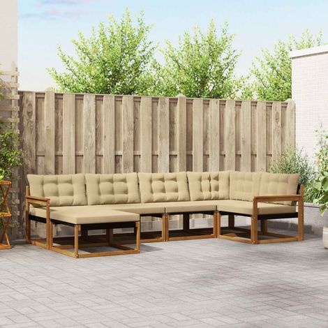 Outdoor-Sofagarnitur 6 pcs Natur und Beige Massivholz Akazie