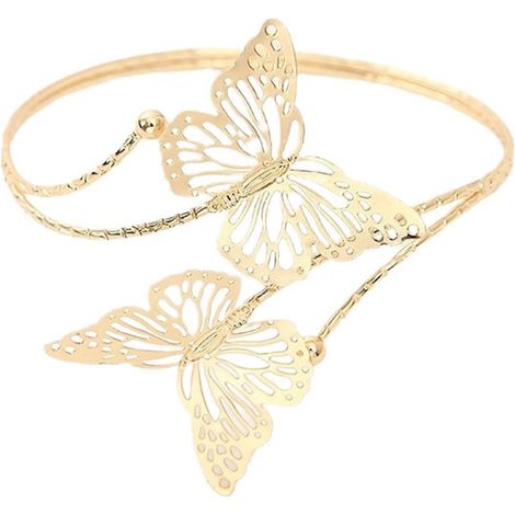 Set di due fermatende a farfalla dorata - materiale metallico di lusso, design aperto, accessori per tende. (1/4)